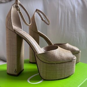 Sam Edelman Textured Tan Platform Heels